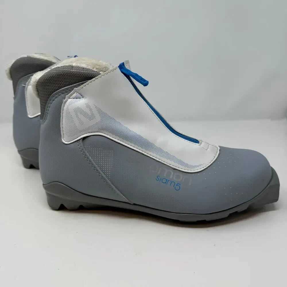 Salomon Siam5 Cross Country Ski Boot Women's 9.5 Grey White Blue